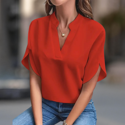 Elena Elegant V-Neck Women's Blouse