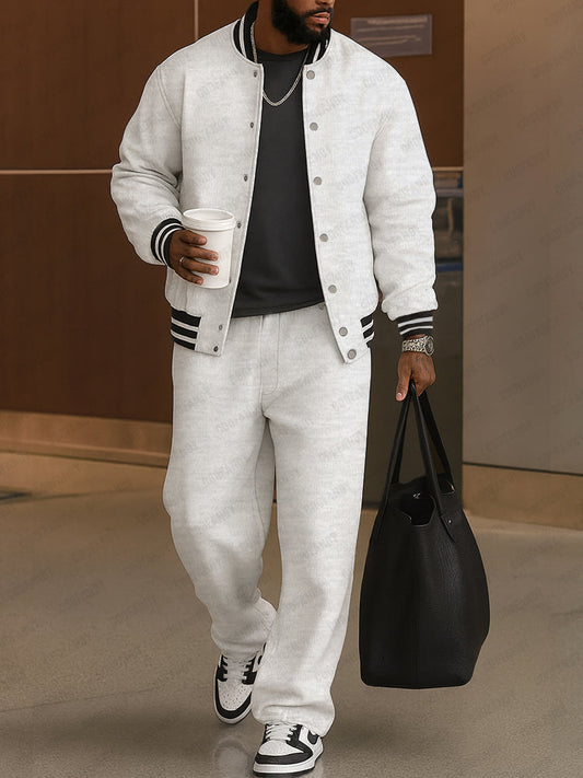 Classic Striped Trim Jacket Pants Set