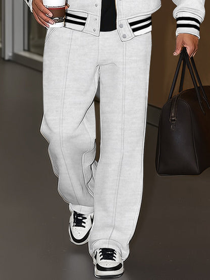 Urban Casual Plush Trim Jacket Pants Set