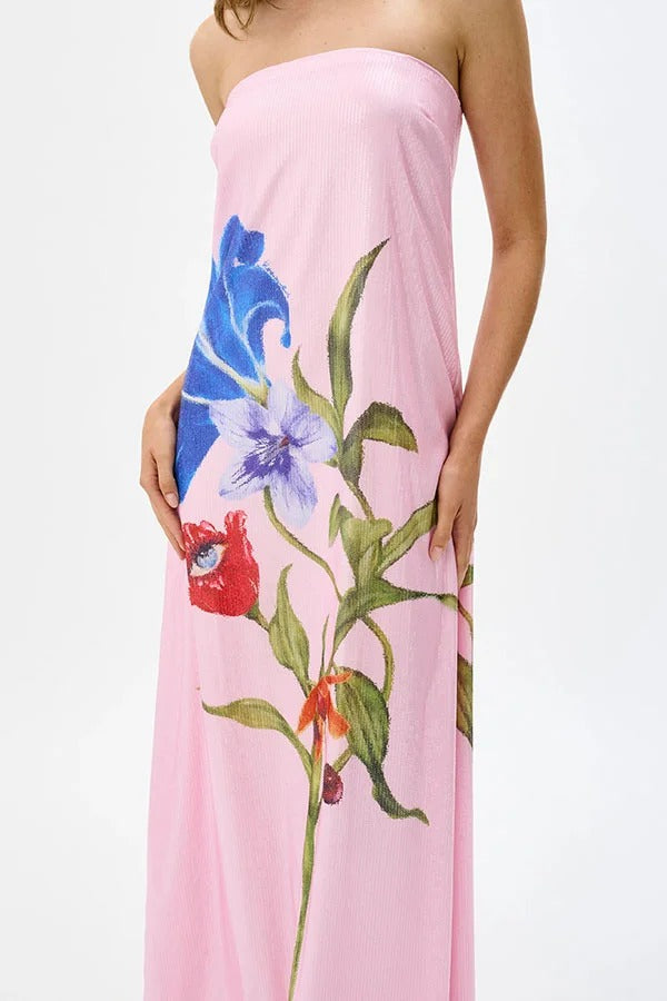 Special Night Sequin Floral Print Off Shoulder A-line Maxi Dress