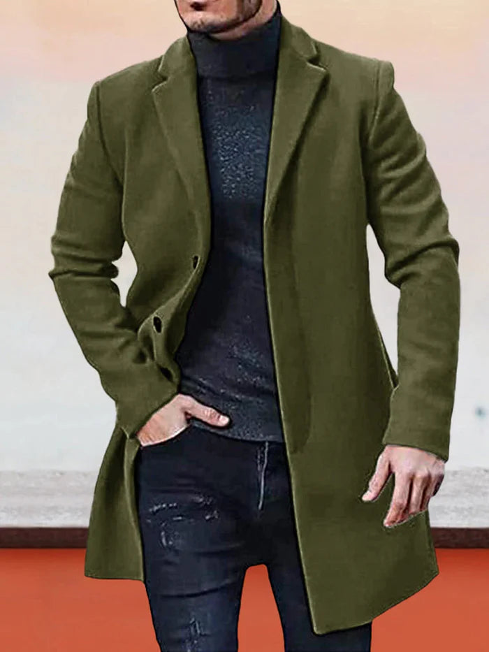 Men's Single Row Buckle Solid Color Jacket